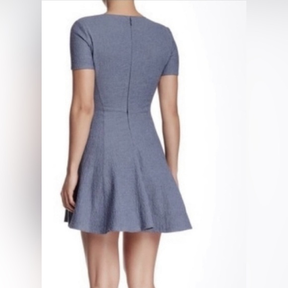 Theory Short Sleeve Albita Mini Skater Dress in Denim Multi Perry Texture - Picture 5 of 9